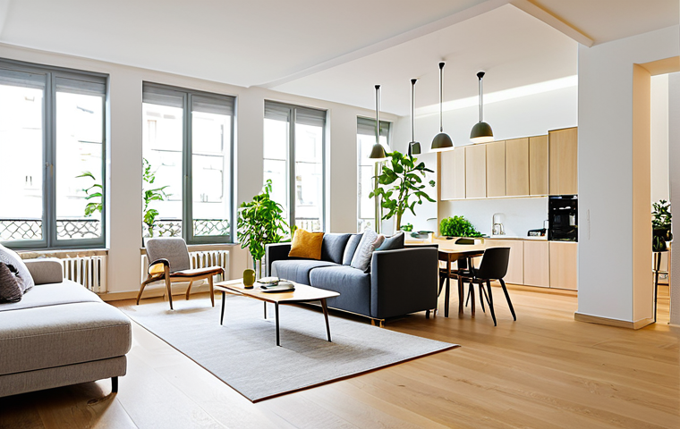 스마트 조명 시스템의 조명 효율 계산 - ### Image Prompt 1: Modern Apartment with Efficient Lighting